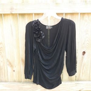 Black Flower Blouse Junior's size XL